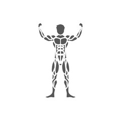 muscle man black icon on a white