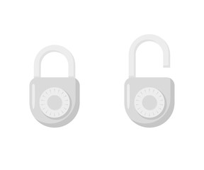 combination lock in flat on white background