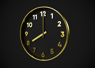 Fototapeta na wymiar Clock 8 O’Clock Time 3D Render