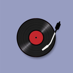 Black vinyl record disc, realistic style, concept retro design