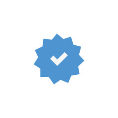 icon check on blue background, flat image mark