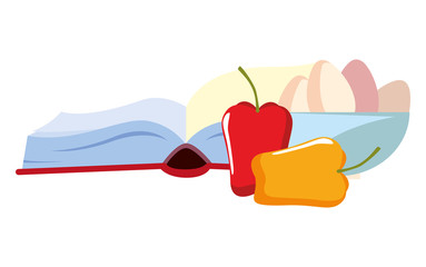 recipe book eggs pepper preparation cooking