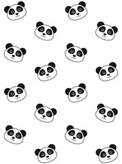Naklejka premium Vector seamless pattern of flat cartoon kawaii panda face isolated on white background