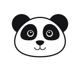 Vector flat outline panda face icon isolated on white background