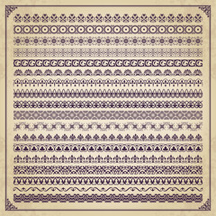 Decorative calligraphic borders in vintage style - vector set