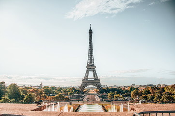 Fototapeta na wymiar Eiffel Tower view from Trocadero Place, Paris 20018