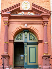 Beautiful entrance of the 17th-century Jesuitenkirche or Jesuit Church in Bad Muenstereifel, North Rhine-Westphalia, Germany