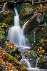 Naklejka na ściany i meble waterfall in autumn forest