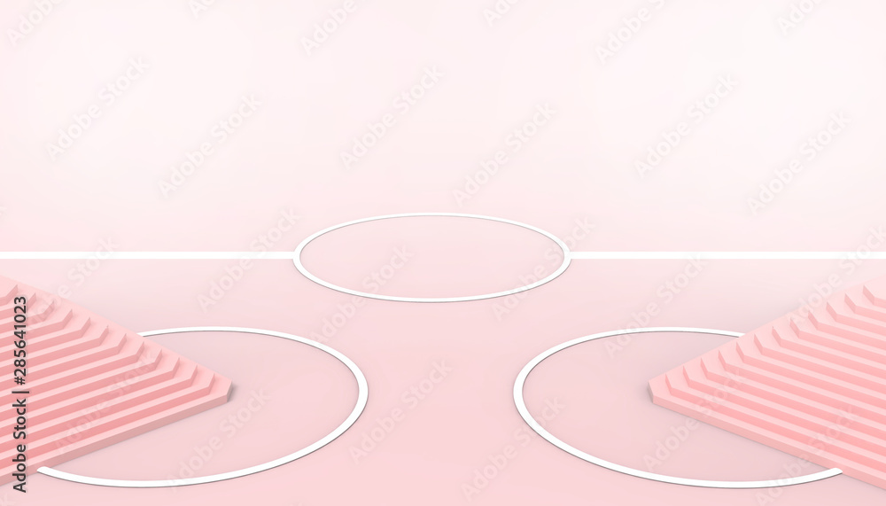 Poster abstract geometric podium dynamic stair and composition minimal style modern art and pink paste back