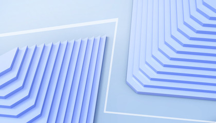 Abstract geometric Podium dynamic TwoStair and composition minimal style Modern Art and blue paste background - 3d rendering
