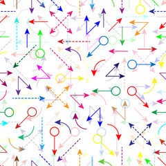 Set seamless pattern simple colors arrows