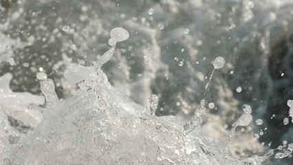 Slow motion sea waves crashing. Close-up shot.