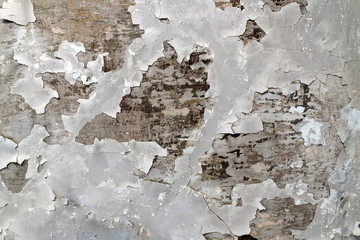 peeling stucco with gray concrete wall. Background