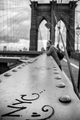 Brooklyn bridge with NYC graffiti