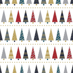 Seamless Christmas tree pattern, vector illustration