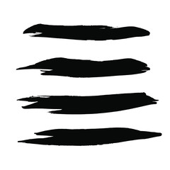 black vector brush strokes of paint on white background 