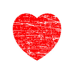 Grunge red heart vector isolated icon