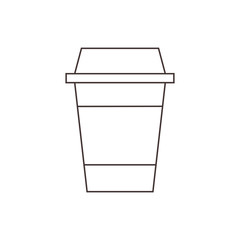 a cup of coffee with a black stripe and white background