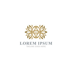 Fototapeta na wymiar Gold Geometrical Leaves Logo