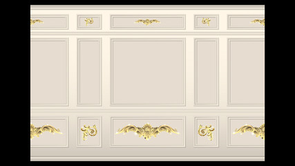 stucco gold wall panel moulding seamless - obrazy, fototapety, plakaty