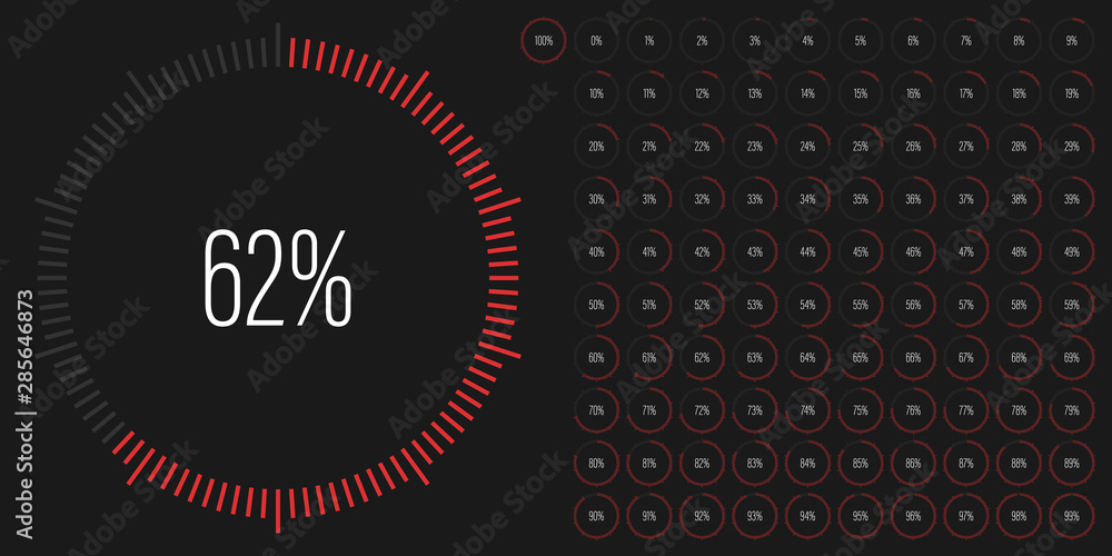 Aufkleber set of circle percentage diagrams meters from 0 to 100 ready-to-use for web design, user interface u