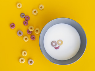 Smiley face in a bowl made with cereals