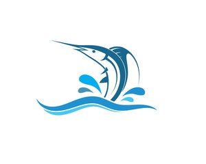 blue marlin fish icon logo illustration