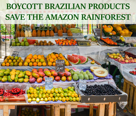 Boycott Brazilian Products message - Save the Amazon