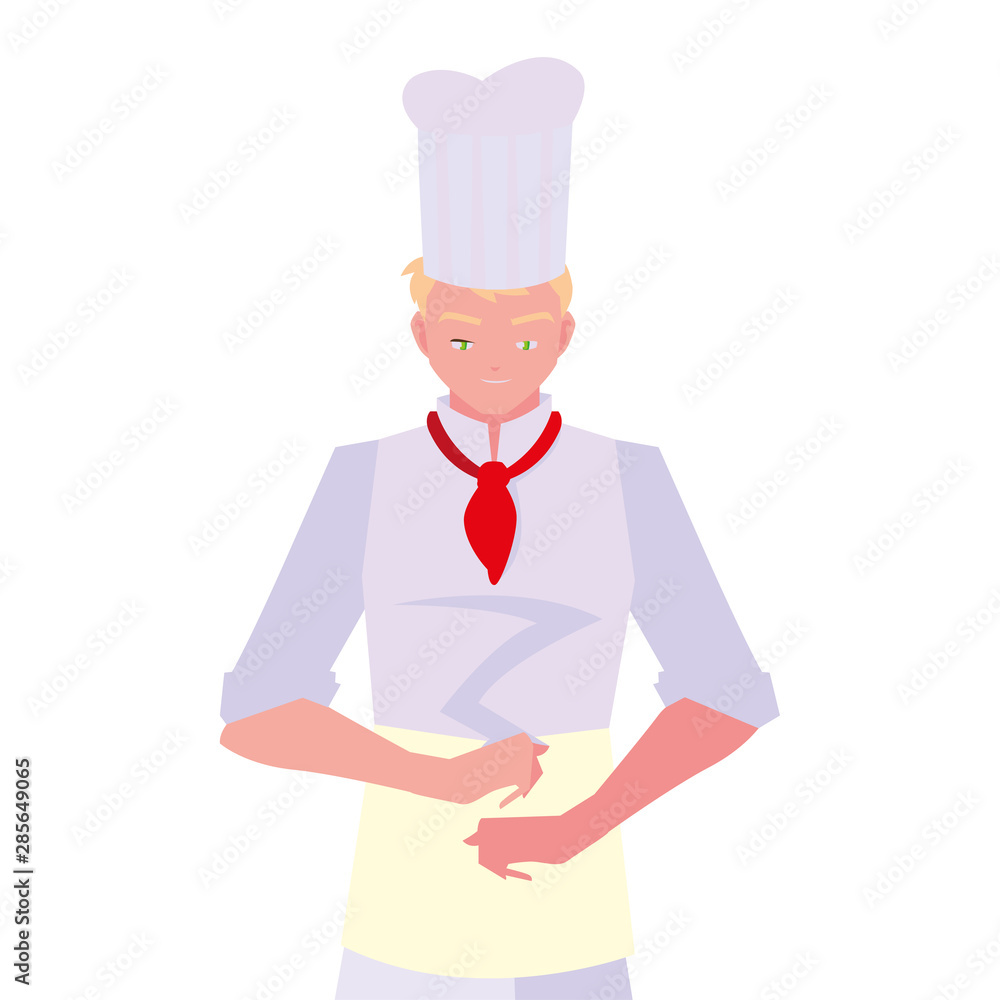 Poster man chef character with uniform