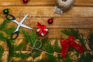 preparation for the new year and Christmas. gift wrapping