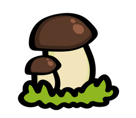 Mushroom on a white background. Cartoon. Vector illustration.