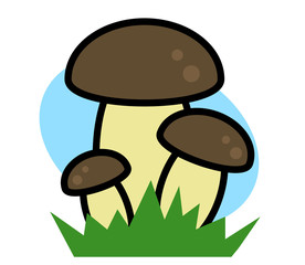 Mushrooms on a blue background. Cartoon. Vector illustration.