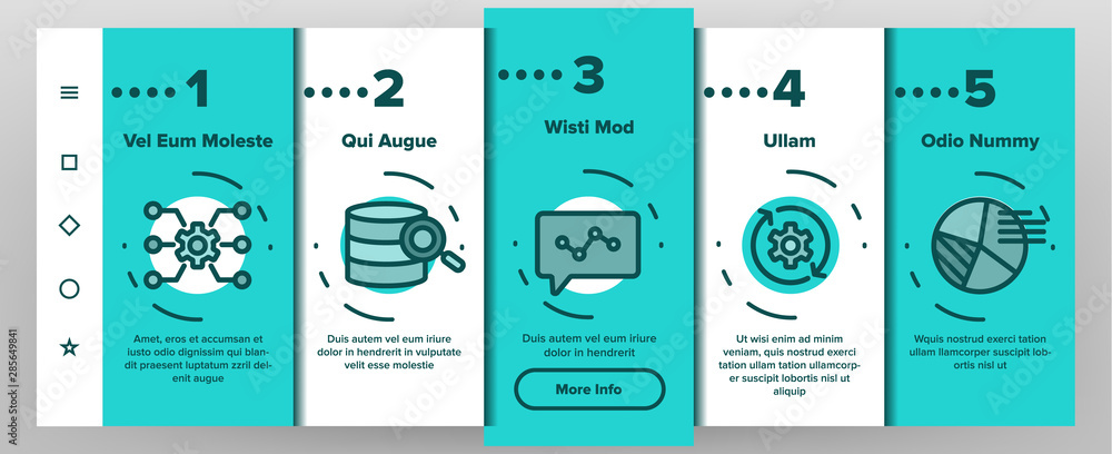 Poster analyse onboarding mobile app page screen vector thin line. market graph detail of analyse linear pi