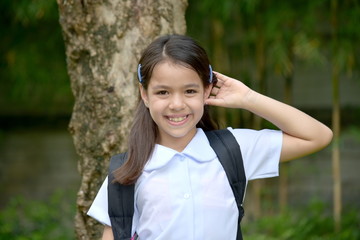 Smiling Minority Female Student Wearing Uniform