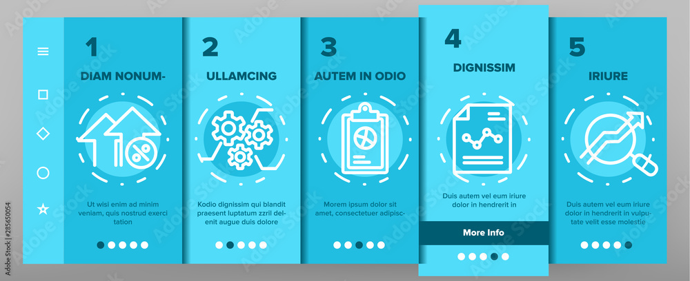 Poster analyse onboarding mobile app page screen vector thin line. market graph detail of analyse linear pi