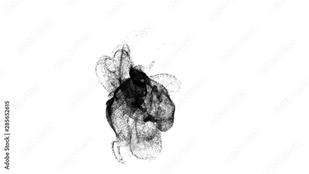 Poster 3d ink effect of advection, black particles float in liquid. black particles move in a stream of liq