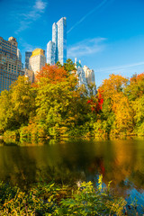 Fall in Central Park with The Pond
