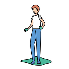 Isolated avatar man with gloves design