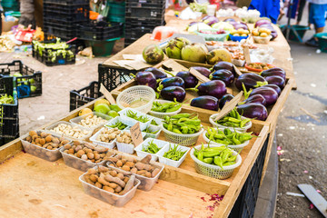Colorful vegetables in Saint-Pierre's market in Reunion Island