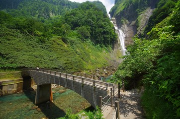 Fototapeta na wymiar 称名滝と橋