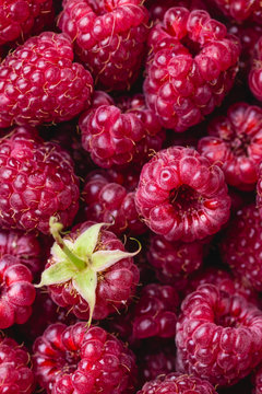 Texture background ripe pink raspberry berry