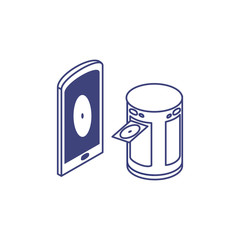 smartphone device with disks data technology icon
