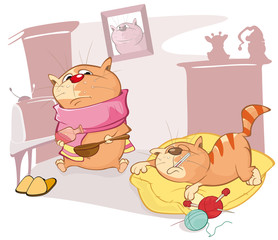 Signs That Your Cat Is Sick. Vector Illustration of a Cute Friends. Cartoon Character
