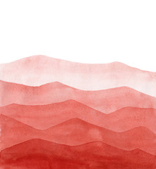 abstract terracotta watercolor waves red mountains on white background