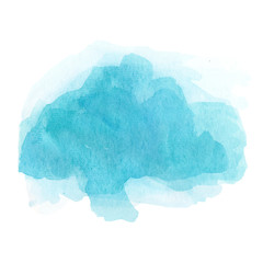 Hand paint, Abstract watercolor art. Blue brush stroke on white background.