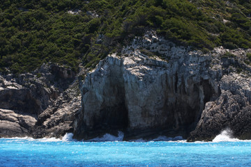 Blue caves on Zakynthos island, Greece, travel concept