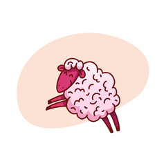 Sheep vector illustration. The concept of trying to sleep, counting the sheep, insomnia, sleep disorders, baby sleep. Vector.