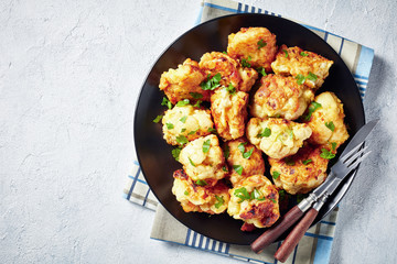 Moroccan tempura style Fried Cauliflower, top view