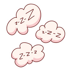 Freehand drawn cartoon decorative smoke puff elements. Sleep comic bubble zzz. Sleeping bubble icon hand drawn vector art.