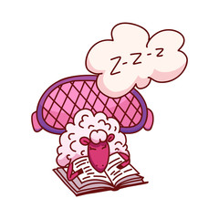 Cute sleeping sheep vector illustration. Poster about sleep. The concept of trying to sleep, counting the sheep, insomnia, sleep disorders, baby sleep. Vector.